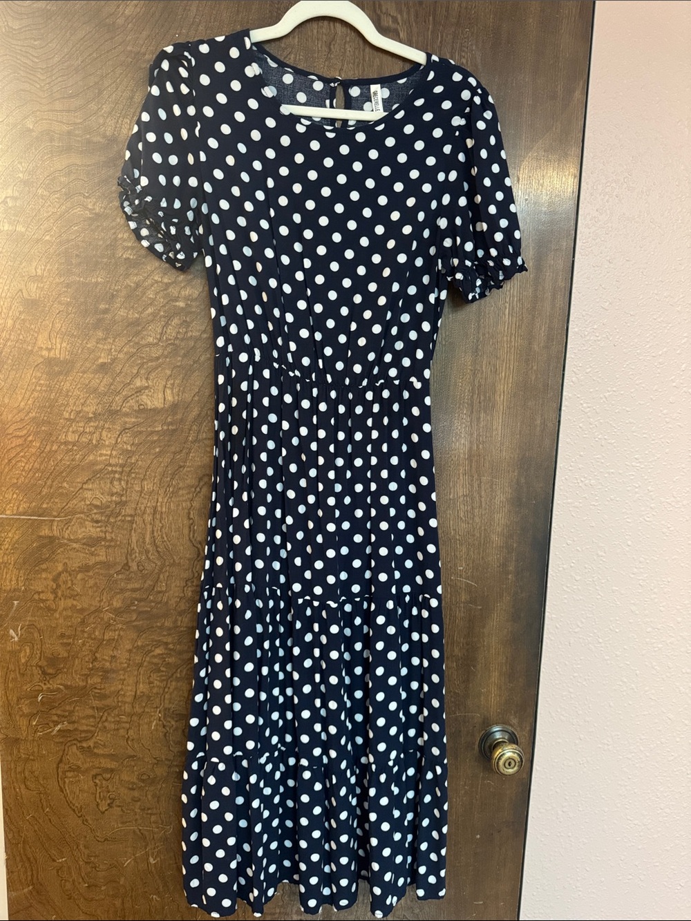 Polka Dot Navy Midi Dress - Classic Women’s Summer Dress